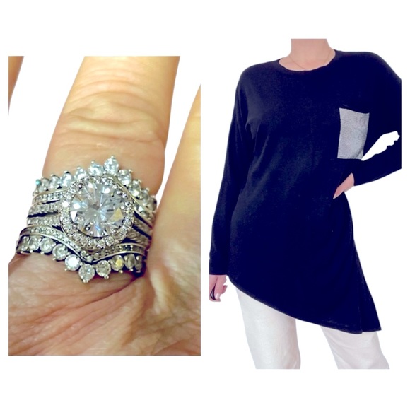 Sterling Silver Engagement & Wedding Rings in heavy sterling! Gorgeous on hand! - Picture 4 of 11